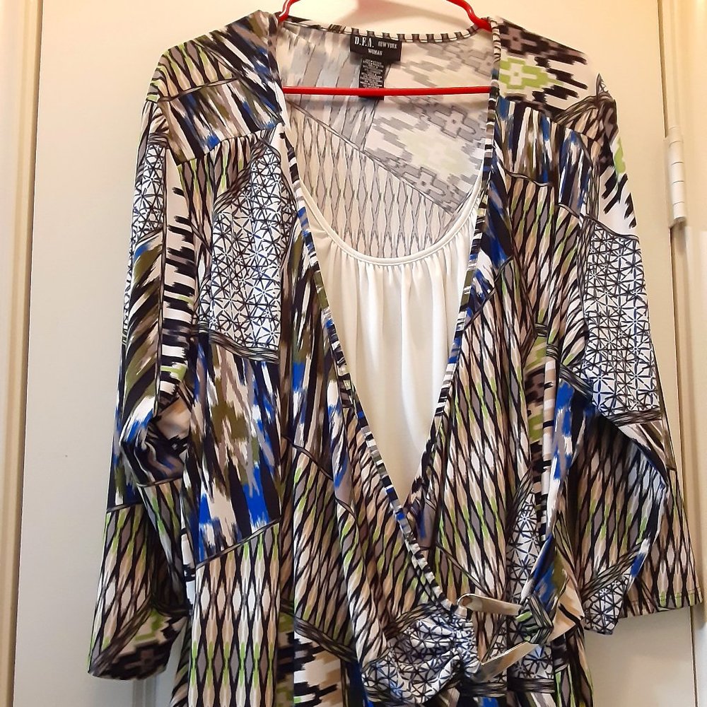 Dressy plus size abstract print with bottom top attached 3x